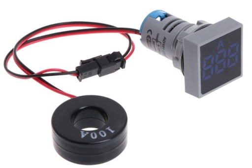 AMPEROMIERZ 100A LED 22mm MIERNIK KWADRAT NIEBIESKI
