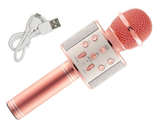 MIKROFON KARAOKE WS858 z głośnikiem Bluetooth róż