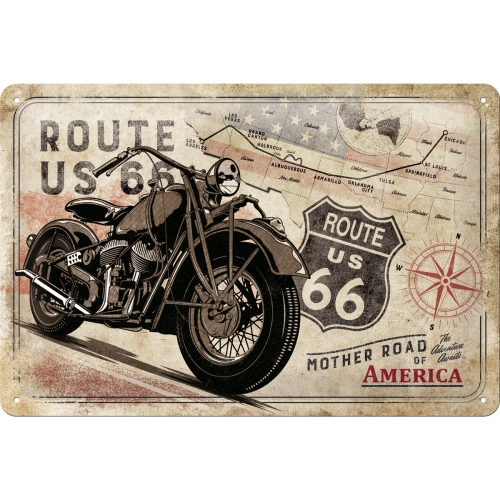 Tablica ROUTE 66 USA MOTORCYCLE plakat szyld 20x30
