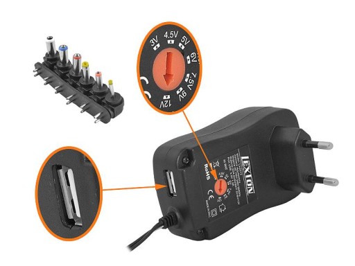 ZASILACZ STABILIZOWANY 3 4,5 5 6 7,5 9 12V -1200MA