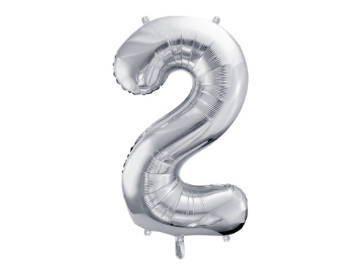 Balon foliowy Cyfra 2 srebrna 86 cm