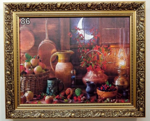 MARTWA NATURA 60X50 CM OBRAZ W ZŁOTEJ RAMIE