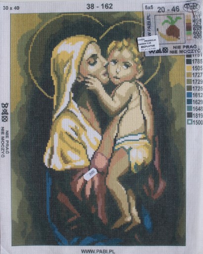 KANWA HAFT KRZYŻYKOWY 30x40 MATKA BOSKA z muliną