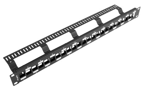 PATCHPANEL 19 24 1U czarny PUSTY keystone naprzem.