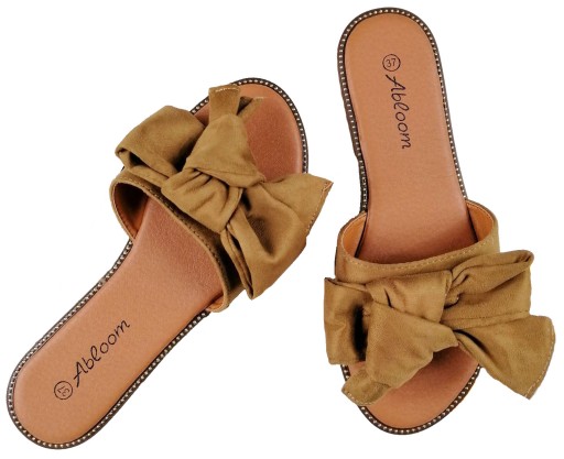 KLAPKI DAMSKIE ZAMSZOWE CAMEL ZAMSZ BRĄZ R.37