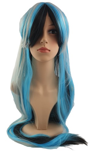 COSPLAY PERUKA 100 CM DŁUGA ANIME MANGA NIEB-CZARN