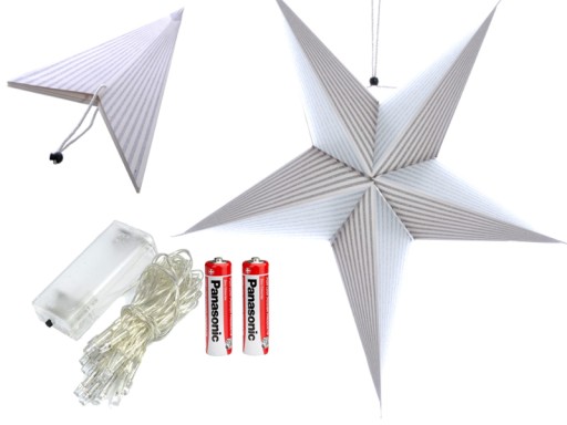 GWIAZDA PAPIEROWA LED witraż lampka 60CM + BATERIE