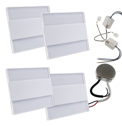 ZESTAW 4x Oprawa schodowa LED + 2czujki + zasilacz