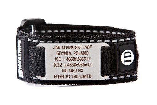 OPASKA ID Z DANYMI, GRUPĄ KRWI NA RĘKĘ ICE