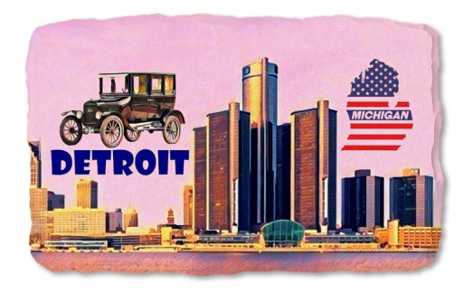 DETROIT MICHIGAN USA magnes na lodówkę kamień 278