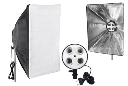 LAMPA ŚWIATŁA CIĄGŁEGO NA 4 ŻARÓWKI +SOFTBOX 60x90