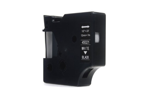 Taśma do Dymo D1 Biały na Czarnym 12mm x 7m 45021