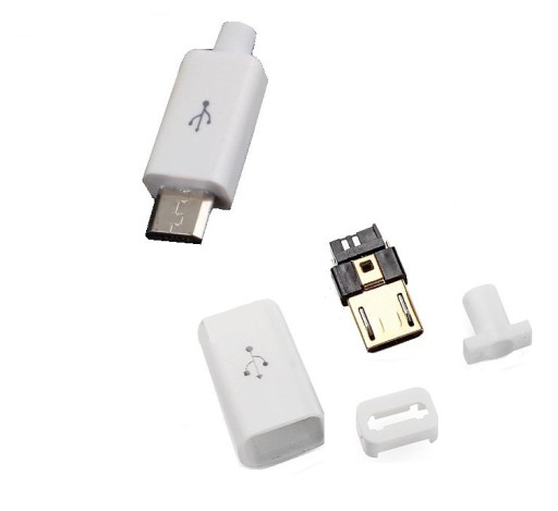 WTYK MICRO USB TYP B NA KABEL BIAŁY