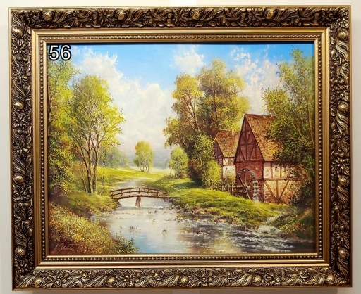 PEJZAŻ 60X50 CM OBRAZ W ZŁOTEJ RAMIE