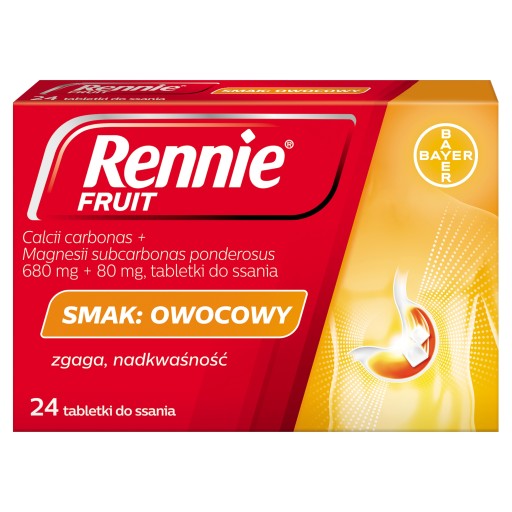Rennie Fruit 0,68g+0,08g tabletki do ssania 24szt