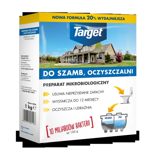 TARGET MOCNE BAKTERIE ŚRODEK DO SZAMBA OCZYSZCZALNI PRZYDOMOWEJ 2,5 KG