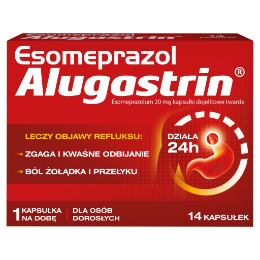 Esomeprazol Alugastrin 20 mg 14 kaps ZGAGA ŻOŁĄDEK