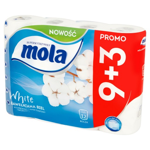PAPIER TOALETOWY MOLA BAWEŁNIANA BIEL 12 ROLEK