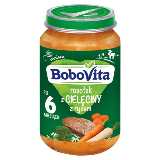 BOBOVITA OBIADEK DLA NIEMOWLĄT ROSOŁEK Z CIELĘCINY Z RYŻEM PO 6M 190G