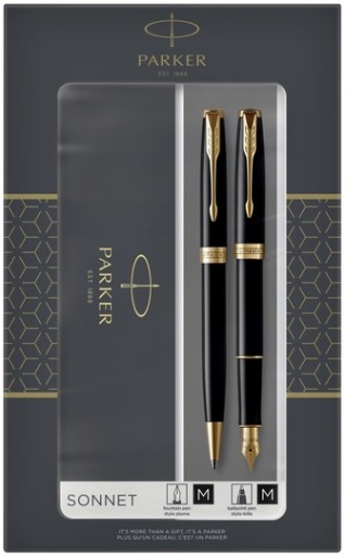 PARKER DŁUGOPIS + PIÓRO WIECZNE SONNET BLACK GT
