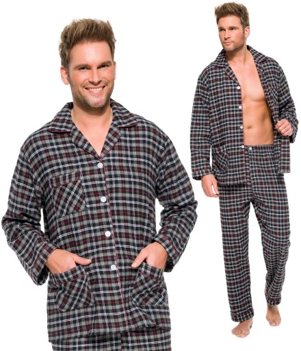 FLANELOWA BAWEŁNIANA PIŻAMA MĘSKA ROZPINANA - XXL