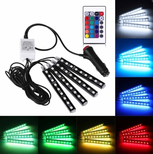 OŚWIETLENIE WNĘTRZA AUTA DO SAMOCHODU RGB LED 12V