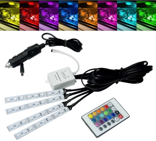 OŚWIETLENIE LED WNĘTRZA AUTA KABINY SAMOCHODU RGB