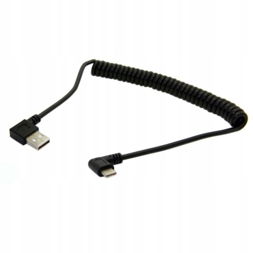 Kabel kątowy USB-C 3.1 typ C- USB spirala 1M PRAWY