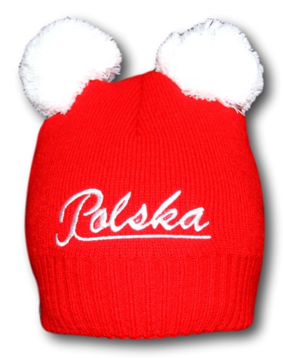 POLSKA CZAPKA ZIMOWA DZIECIĘCA DWA POMPONY NOWOŚĆ