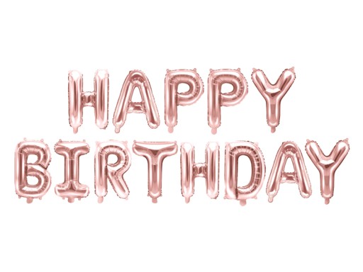 Balon foliowy Happy Birthday RÓŻOWE ZŁOTO