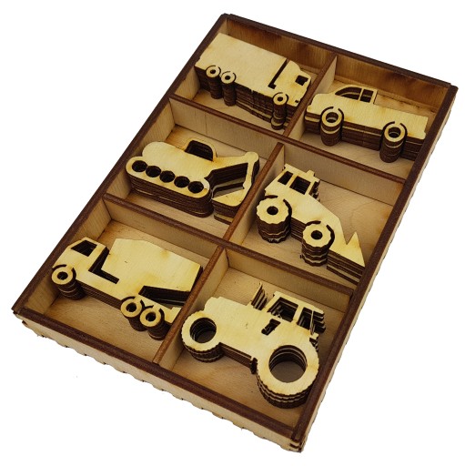 ZESTAW TRANSPORT 30szt 5cm ozdoby drewniane