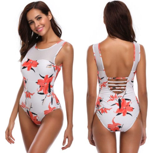 STRÓJ KĄPIELOWY KWIATY SIATECZKA BOHO SEXY M5 XL