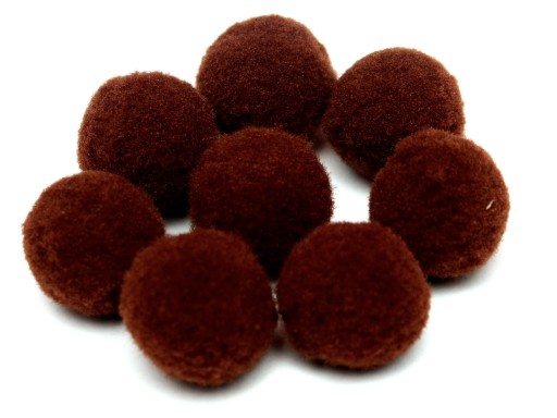 POMPONY puszyste 1 cm 70 sztuk czekoladowe