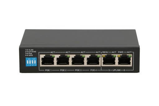Switch PoE Extralink EUROS V2 4xPoE do 250m 2xLAN