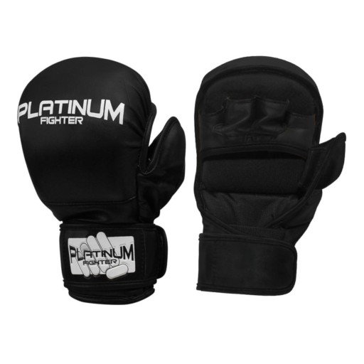 PLATINUM FIGHTER RĘKAWICE TRENINGOWE MMA FIST SKÓRA CZARNE ROZMIAR L