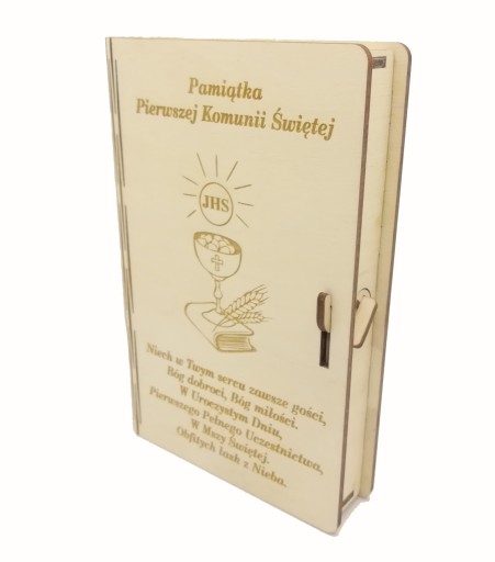Drewniane pudełko na PIENIĄDZE Pierwsza Komunia ŚW