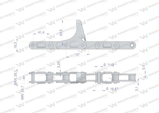 Łańcuch obrywacza kolb 48 ogniw CA555F3 x 48A Case