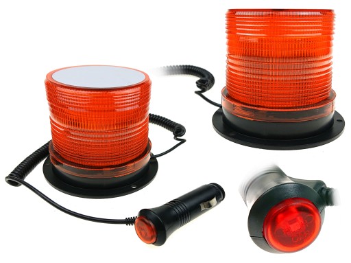LAMPA BŁYSKOWA OSTRZEGAWCZA KOGUT 12V 24V LED MAGNETYCZNA NA DACH MRUGAJĄCA