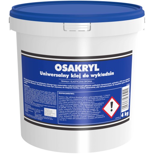 Klej do Wykładzin Podłogowych OSAKRYL Winyl Korek Styropian Filc PCV 4kg