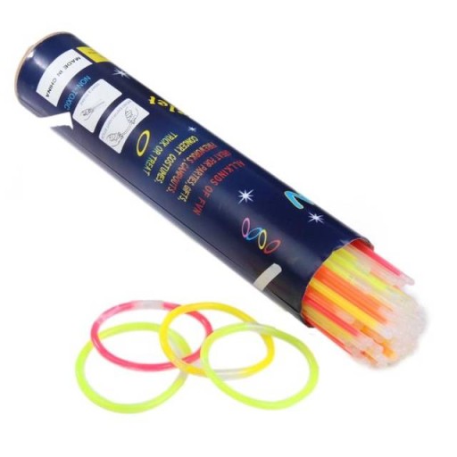 ŚWIECĄCE BRANSOLETKI OPASKI NA RĘKĘ FLUORESCENCYJNE 100 SZTUK