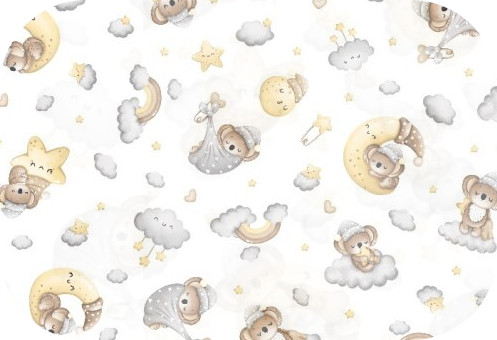 Pielucha Flanelowa 80x80 Miś Księżyc Szary