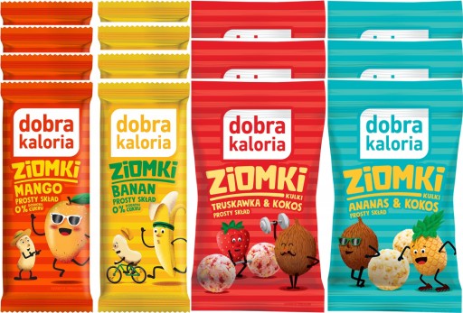 MIX DOBRA KALORIA ZESTAW ZIOMKI BATONY MANGO BANAN + KULKI TRUSKAWKA ANANAS