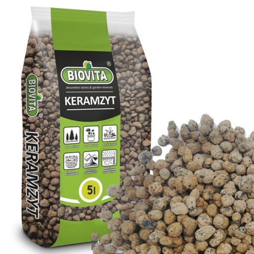 Keramzyt ogrodniczy drenaż naturalne podłoże granulat Biovita 8-16 mm 5L