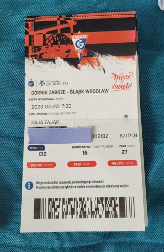 Bilet Górnik Zabrze - Śląsk Wrocław