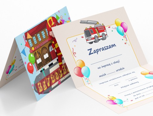 ZAPROSZENIE STRAŻ REMIZA STRAŻAK NA URODZINY DZIECKA + KOPERTA GRATIS