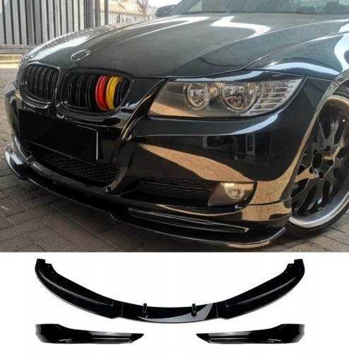Dokładka zderzaka przedni CZARNY POŁYSK dla BMW E90 E91 LIFT LCI 2008-2012