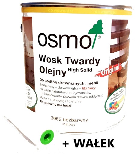 Osmo 3062 BEZBARWNY WOSK DO DREWNA Matowy 10l
