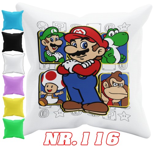 POSZEWKA NA PODUSZKĘ JAŚKA DO PRZEDSZKOLA MARIO LUIGI + IMIĘ GRATIS