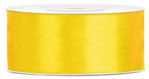 SATYNOWA WSTĄŻKA TASIEMKA ATŁASOWA 25 mm 27 m ŻOŁTY