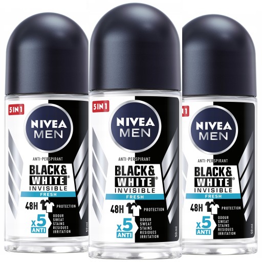 Antyperspirant Nivea MEN B&W Fresh kulka 3 x 50ml
